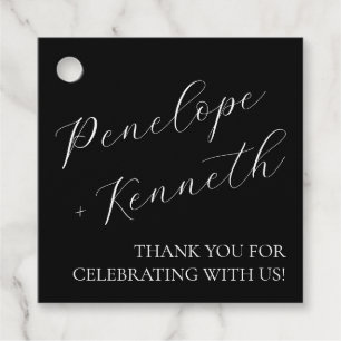 書エレガント跡の結婚黒カスタム字 フェイバータグ