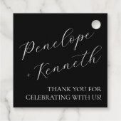 書エレガント跡の結婚黒カスタム字 フェイバータグ (裏面)