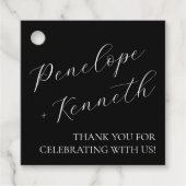 書エレガント跡の結婚黒カスタム字 フェイバータグ (正面)