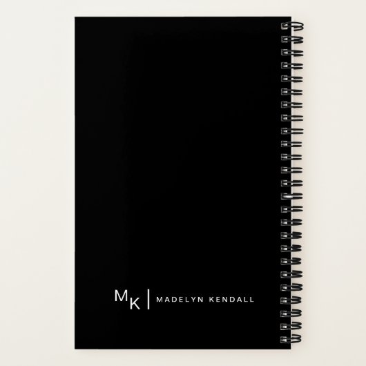書エレガント跡の黒パーソナライズされたい文字 ノートブック (裏面)