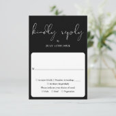 書エレガント跡の黒白結婚文字 出欠カード (スタンド正面)