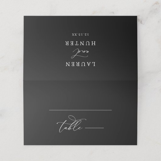 書エレガント跡の黒結婚のテーブル番号 プレイスカード (外部開封)