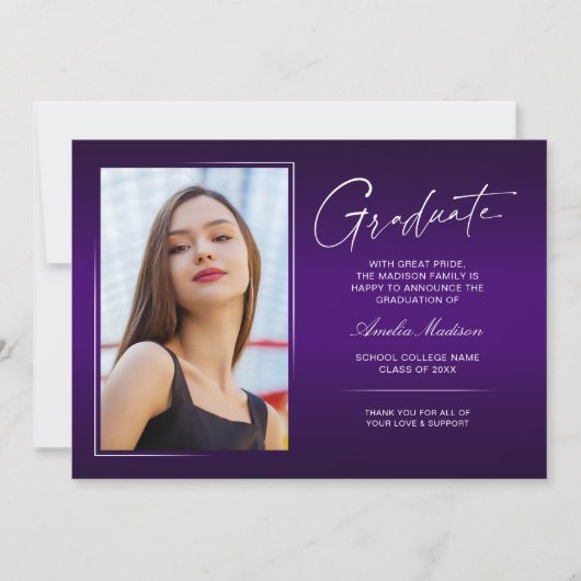 書エレガント跡インクスクリプモダントGrad写真 案内状 (正面)