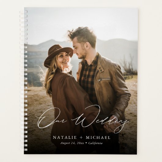 書エレガント跡カスタム字写真結婚の プランナー手帳 (正面)