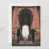 書エレガント跡グレー写真結婚の 招待状 (裏面)