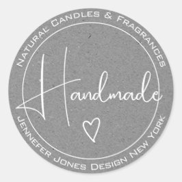 書エレガント跡グレー紙手作りラベル ラウンドシール