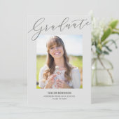 書エレガント跡グレー2025写真卒業 招待状 (スタンド正面)