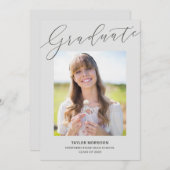 書エレガント跡グレー2025写真卒業 招待状 (正面/裏面)