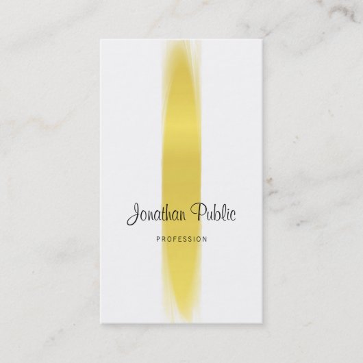 書エレガント跡スクリプトトレンディー金ゴールドPlain Luxe 名刺 (正面)