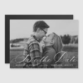 書エレガント跡スクリプト写真の保存日付 マグネット招待状 (正面/裏面)