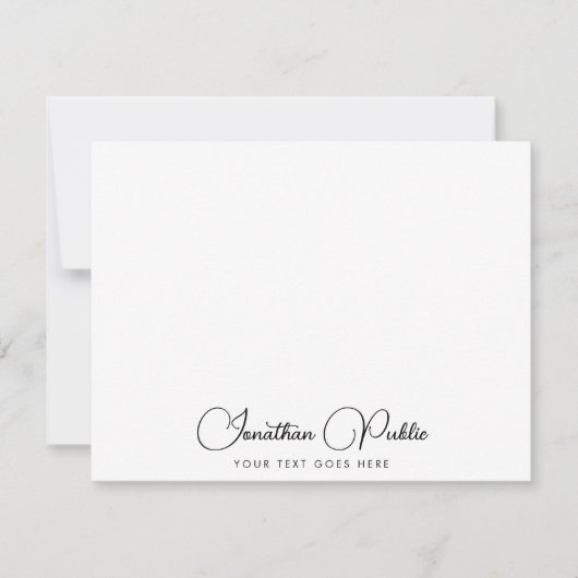 書エレガント跡スクリプト名テンプレートカスタム ノートカード (正面)