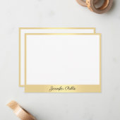 書エレガント跡スクリプト名金ゴールドテンプレート ノートカード (正面/裏面インサイチュ)