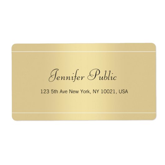 書エレガント跡スクリプト金ゴールドテンプレートモダン ラベル (正面)