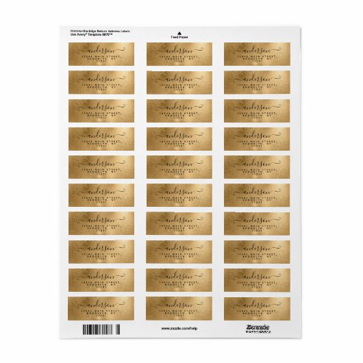 書エレガント跡スクリプト黒名金ゴールドメタル ラベル (フルシート)