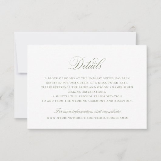 書エレガント跡スクリプ結婚ト詳細挿入 招待状 (正面)