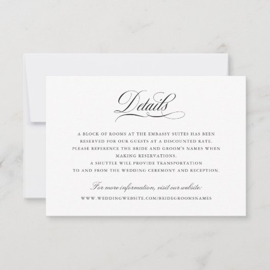 書エレガント跡スクリプ結婚ト詳細挿入 招待状 (正面)