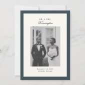 書エレガント跡フォトフレームティール（緑がかった色）グレイ結婚ズ 案内状 (正面)