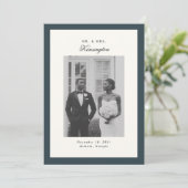 書エレガント跡フォトフレームティール（緑がかった色）グレイ結婚ズ 案内状 (スタンド正面)