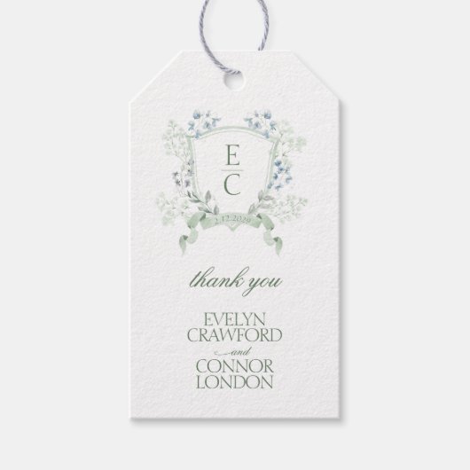 書エレガント跡フローラクレスト結婚の ギフトタグ (正面)