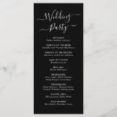 書エレガント跡ブラック結婚の式 プログラム (裏面)