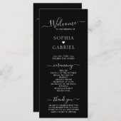 書エレガント跡ブラック結婚の式 プログラム (正面/裏面)