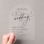 書エレガント跡ブラック&ホワイトアー結婚チ アクリル招待状 (インサイチュ (ポータブル))