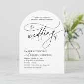 書エレガント跡ブラック&ホワイトアー結婚チ 招待状 (スタンド正面)