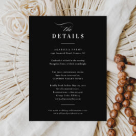 書エレガント跡ブラック&ホワイト結婚詳細 エンクロージャーカード