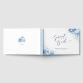 書エレガント跡ブルーウォーター色のフローラ結婚 ゲストブック (全面)