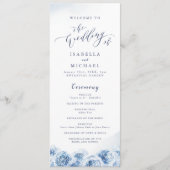 書エレガント跡ブルーウォーター色のフローラ結婚 プログラム (正面)