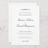 書エレガント跡ホワイトイスラム結婚教徒 招待状 (正面/裏面)