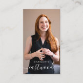 書エレガント跡モノグラムのロゴ&写真 名刺 (正面)