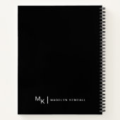 書エレガント跡モノグラムブラック ノートブック (裏面)