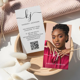 書エレガント跡モノグラムロゴとQRコード 名刺