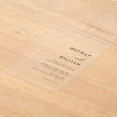 書エレガント跡白黒結婚の アクリル招待状 (レイダウン)