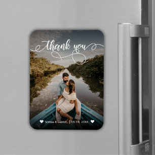 書エレガント跡結婚写真Thank You Magnet マグネット