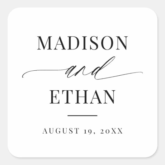 書エレガント跡結婚式の引き出物 スクエアシール (正面)