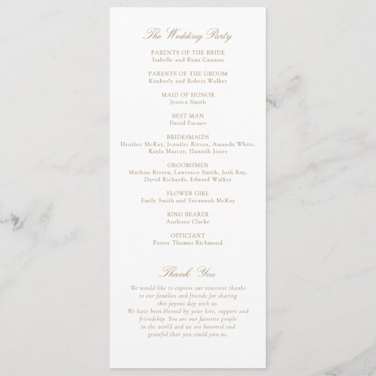 書エレガント跡結婚式 プログラム (裏面)