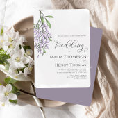 書エレガント跡薄紫水彩フローラ 招待状