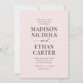 書エレガント跡赤面ピンク結婚ズ 招待状 (正面)