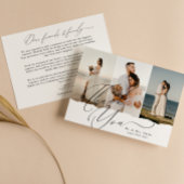 書エレガント跡3写真コラージュ結婚の サンキューカード