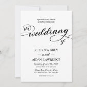 書エレガント跡Monogram写真結婚の 招待状 (正面)