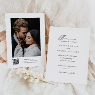 書エレガント跡QRコード写真結婚の 招待状