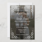 書エレガント跡qrコード2結婚色あせ写真 招待状 (正面)