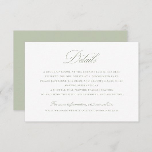 書エレガント跡Sageの結婚詳細 招待状 (正面/裏面)