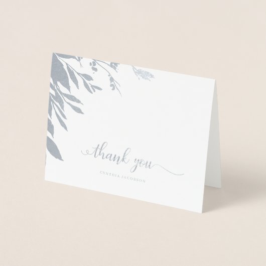 書エレガント道ありがとうシルバーフォイルカード 箔カード (正面)