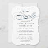 書エレガント道が最後にダークネイビー結婚ズ 招待状 (正面)