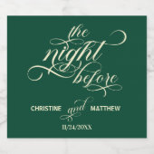 書エレガント道の前夜のティール（緑がかった色）結婚 スパークリングワインラベル (シングルラベル)