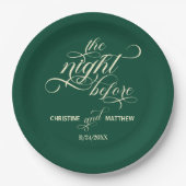 書エレガント道の前夜のティール（緑がかった色）結婚 ペーパープレート (正面)