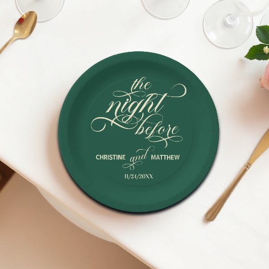 書エレガント道の前夜のティール（緑がかった色）結婚 ペーパープレート